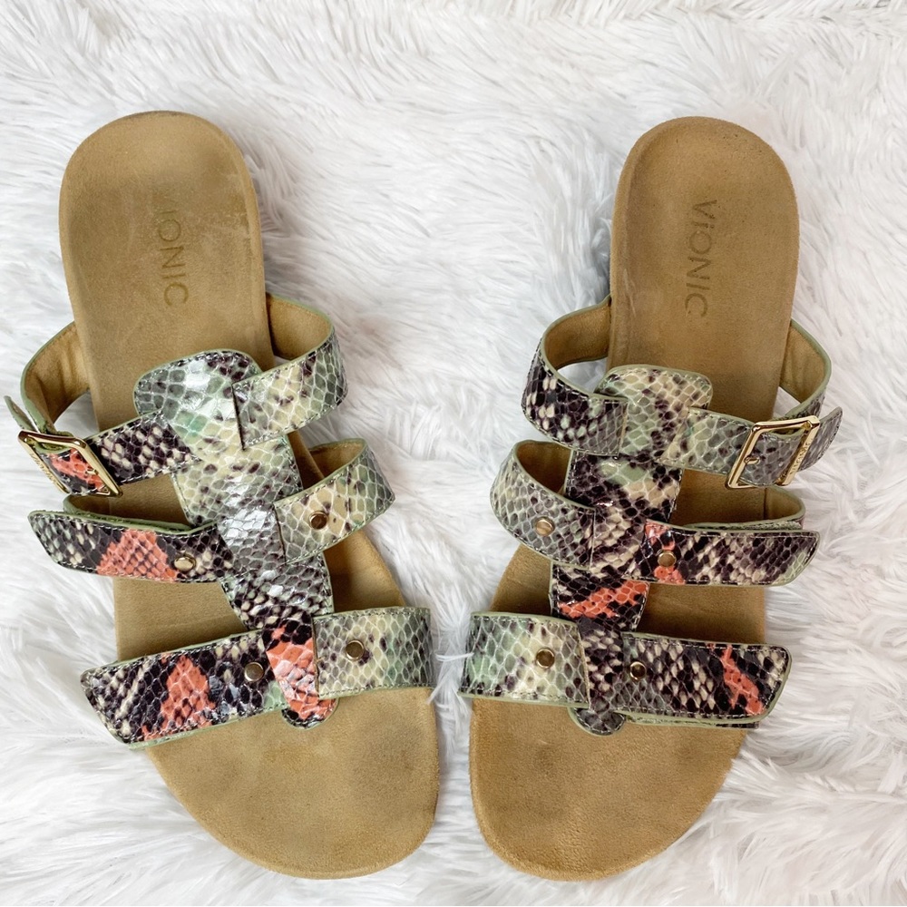 Vionic Radia Snakeskin Slide Sandals